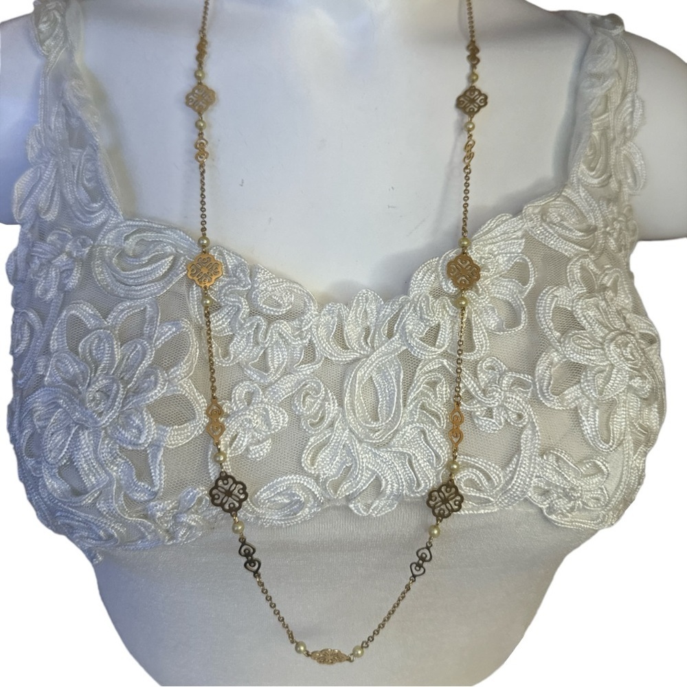 Florentine Filigree & Faux Pearls Necklace